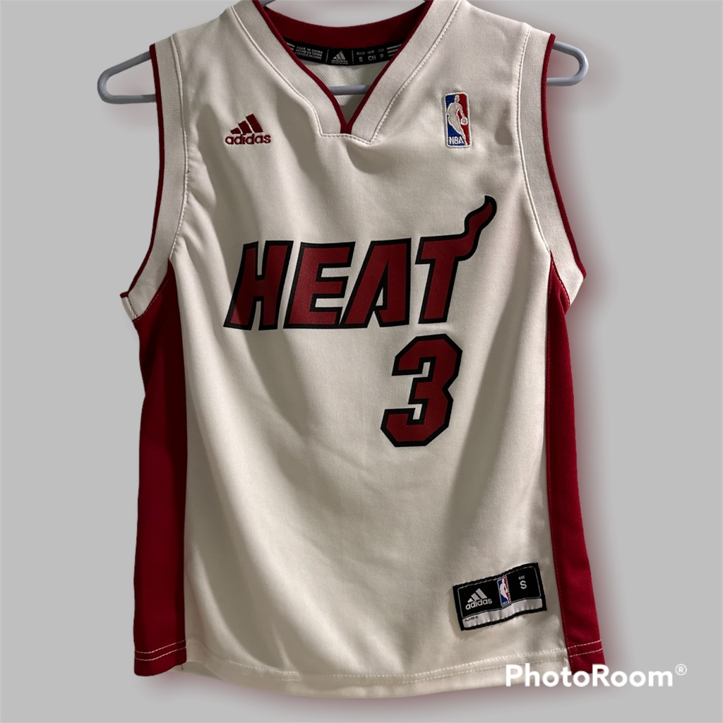 Adidas Dwyane Wade Miami 3 Heat Jersey White Mens Small